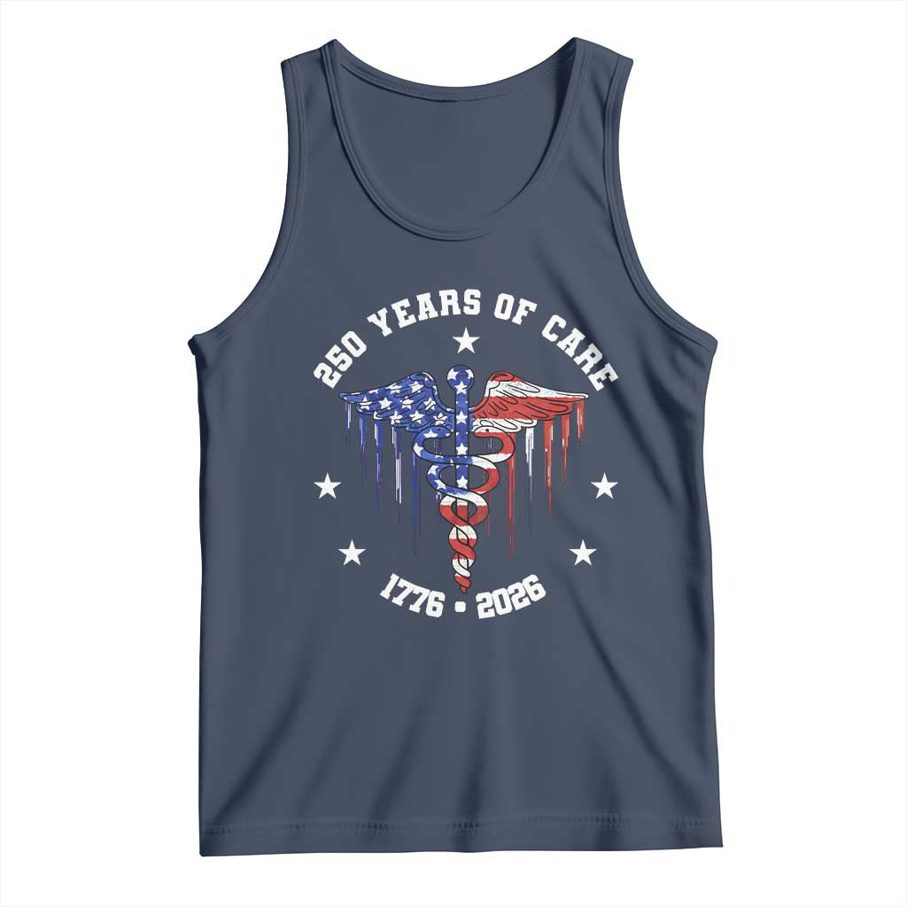 Patriotic Nurse 250 Years Of Care Tank Top Healthcare Worker Gift TS12 Navy Print Your Wear