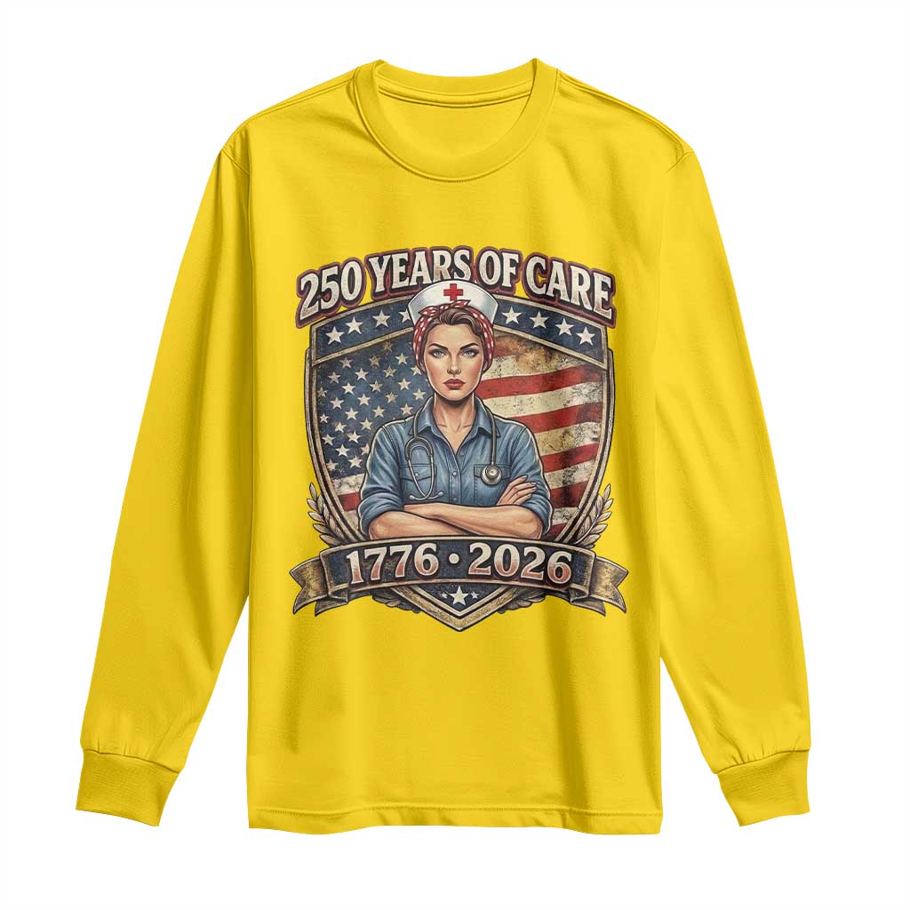 Patriotic Nurse Celebrating 250 Years Of Care Gift Long Sleeve Shirt TS12 Daisy Print Your Wear