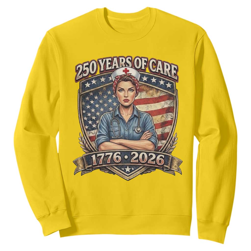 Patriotic Nurse Celebrating 250 Years Of Care Gift Sweatshirt TS12 Daisy Print Your Wear