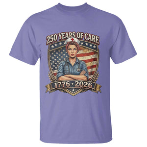 Patriotic Nurse Celebrating 250 Years Of Care Gift T Shirt TS12 Violet Print Your Wear