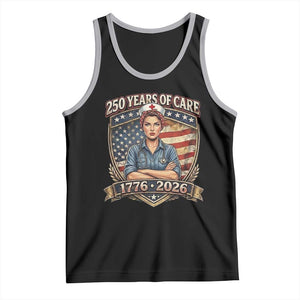 Patriotic Nurse Celebrating 250 Years Of Care Gift Tank Top TS12 Black Athletic Heather Print Your Wear
