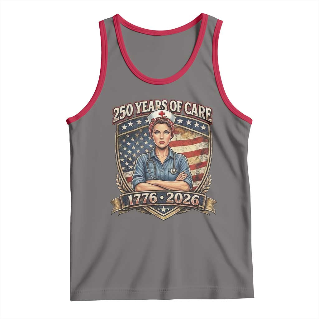 Patriotic Nurse Celebrating 250 Years Of Care Gift Tank Top TS12 Deep Heather Red Print Your Wear
