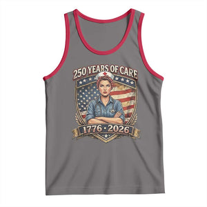 Patriotic Nurse Celebrating 250 Years Of Care Gift Tank Top TS12 Deep Heather Red Print Your Wear
