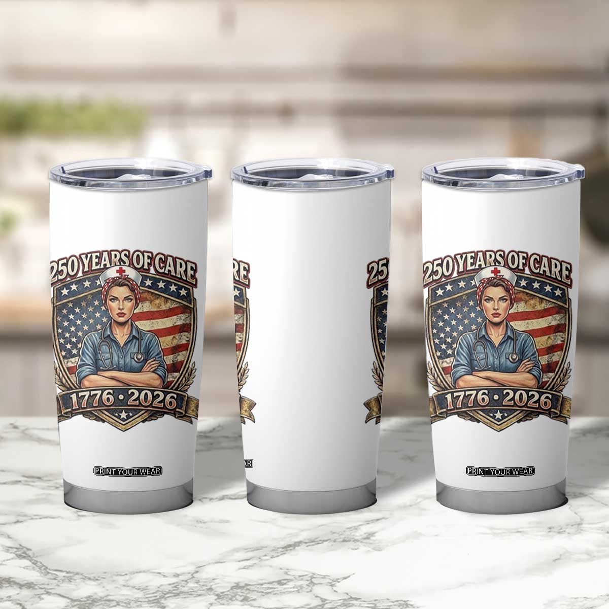 Patriotic Nurse Celebrating 250 Years Of Care Gift Tumbler Cup TS12 Print Your Wear