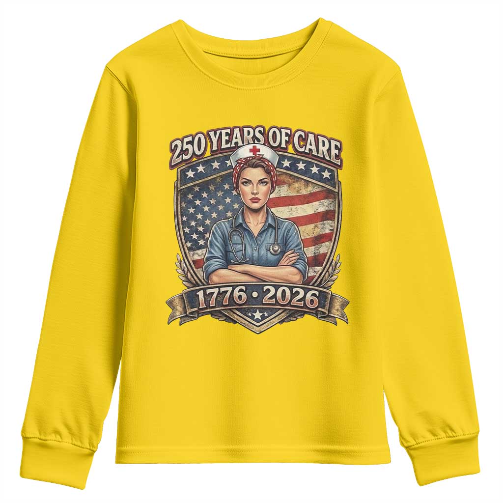 Patriotic Nurse Celebrating 250 Years Of Care Gift Youth Sweatshirt TS12 Daisy Print Your Wear