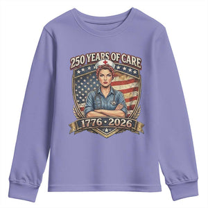 Patriotic Nurse Celebrating 250 Years Of Care Gift Youth Sweatshirt TS12 Violet Print Your Wear