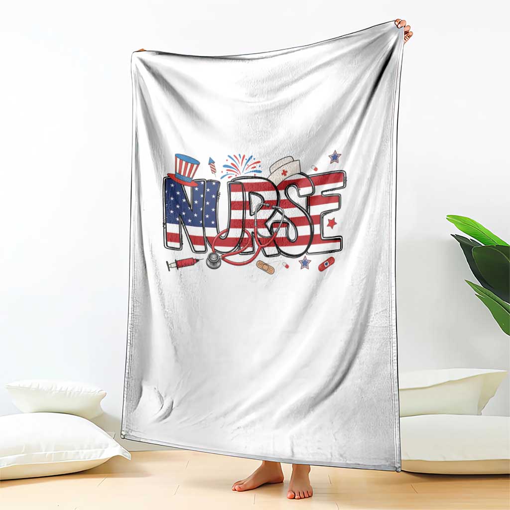 USA 250 Proud American Nurse Throw Blanket Patriotic Healthcare Hero TS12 Print Your Wear