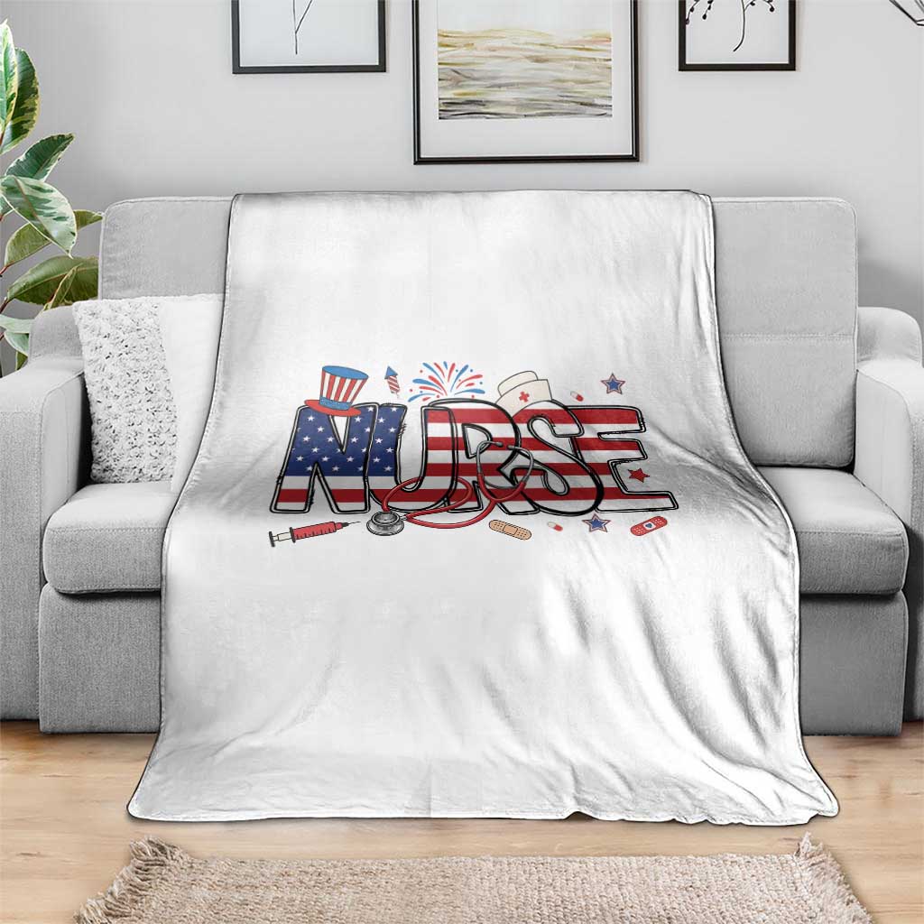 USA 250 Proud American Nurse Throw Blanket Patriotic Healthcare Hero TS12 Print Your Wear