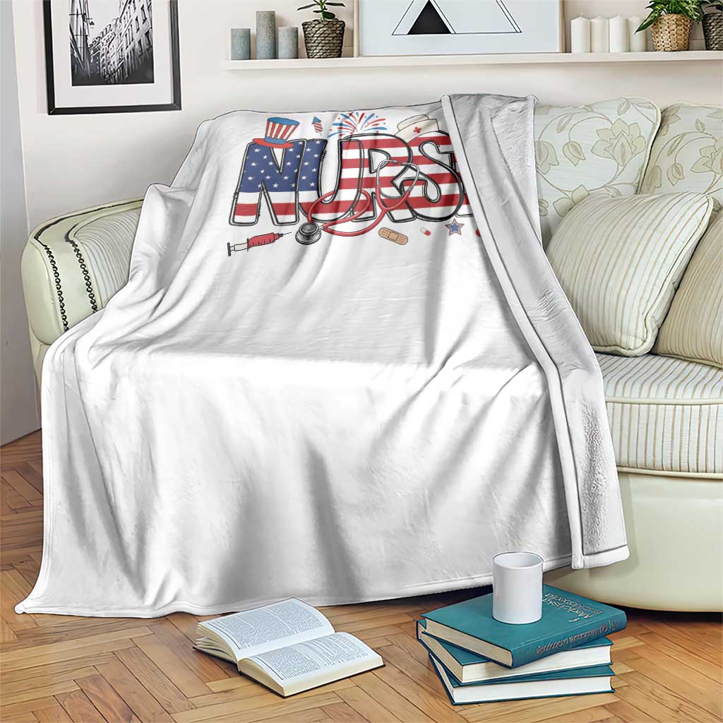 USA 250 Proud American Nurse Throw Blanket Patriotic Healthcare Hero TS12 Print Your Wear