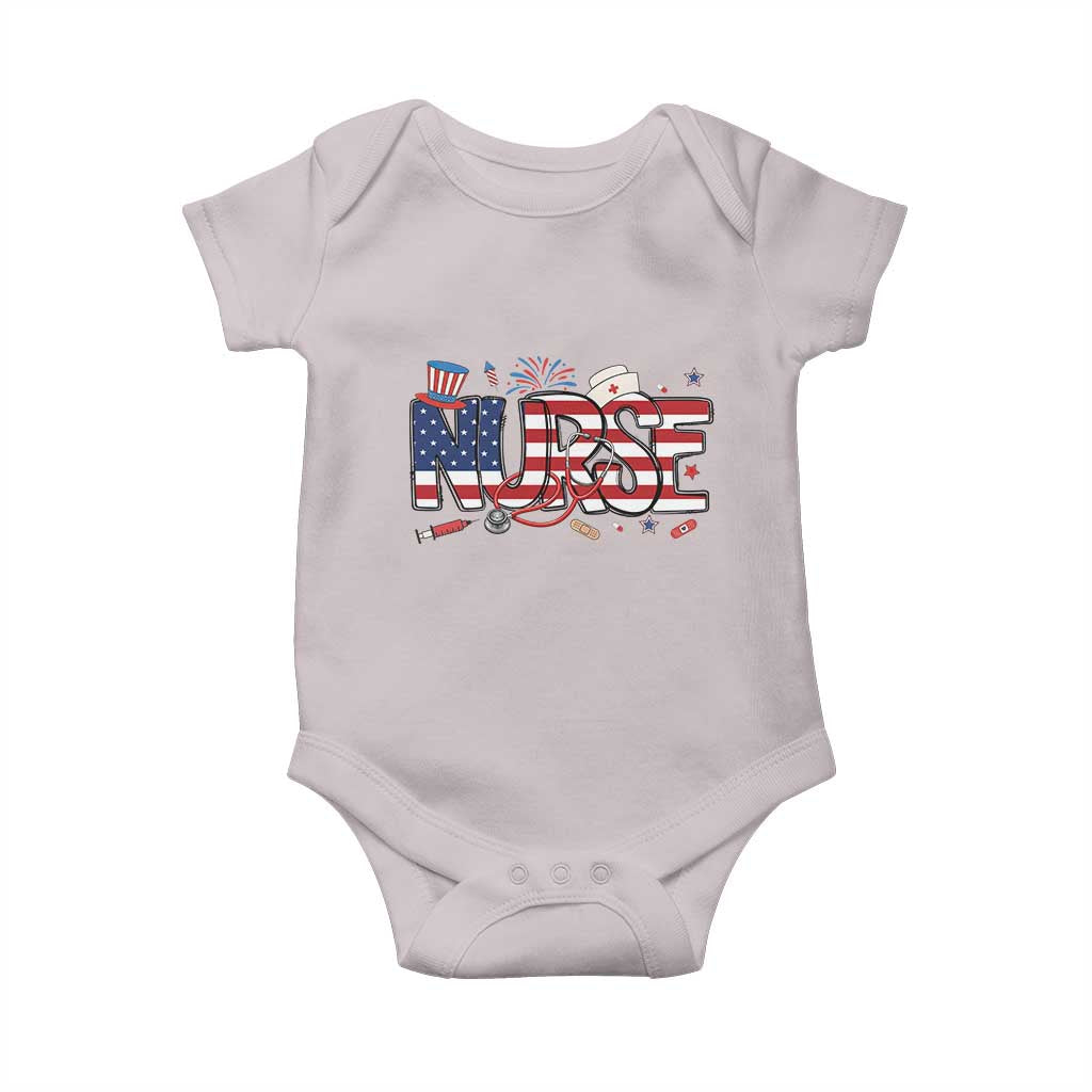 USA 250 Proud American Nurse Baby Onesie Patriotic Healthcare Hero TS12 Ice Gray Print Your Wear