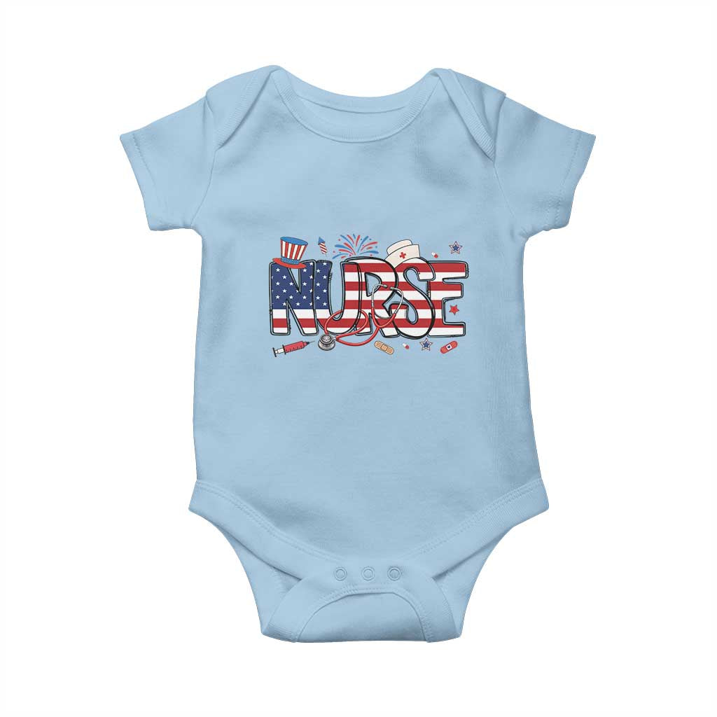 USA 250 Proud American Nurse Baby Onesie Patriotic Healthcare Hero TS12 Light Blue Print Your Wear