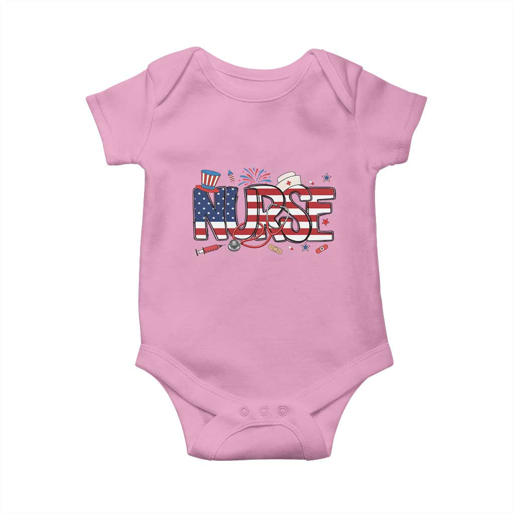 USA 250 Proud American Nurse Baby Onesie Patriotic Healthcare Hero TS12 Light Pink Print Your Wear