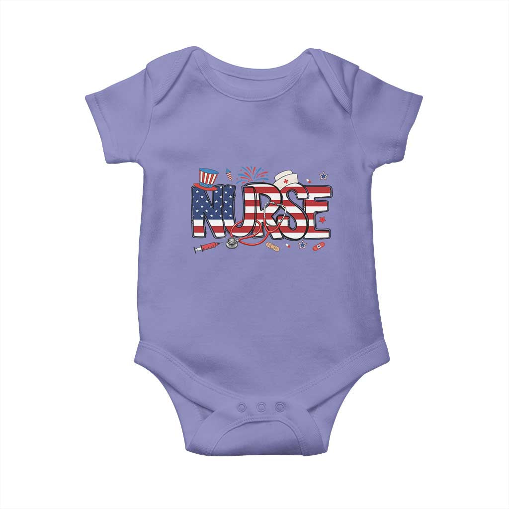 USA 250 Proud American Nurse Baby Onesie Patriotic Healthcare Hero TS12 Violet Print Your Wear
