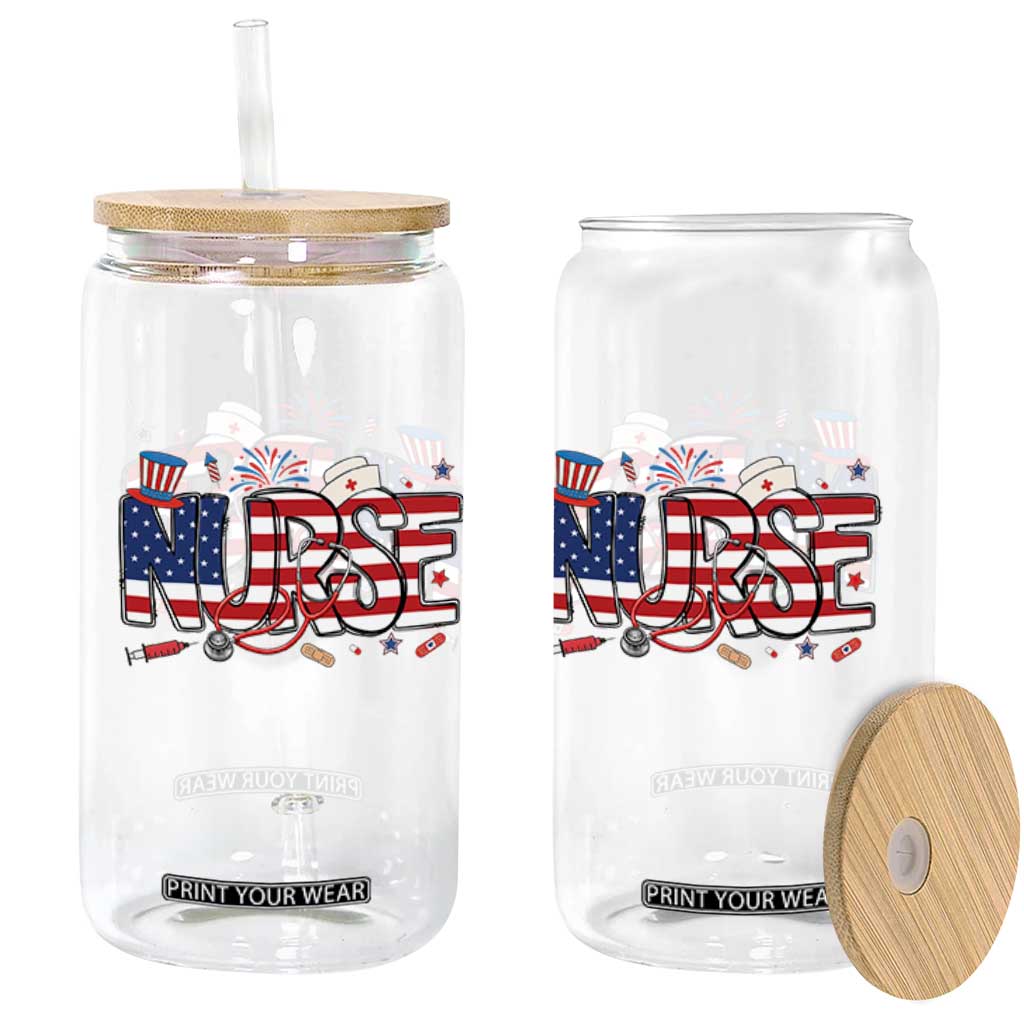 USA 250 Proud American Nurse Glass Can Patriotic Healthcare Hero TS12 Print Your Wear