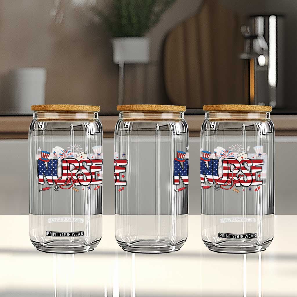USA 250 Proud American Nurse Glass Can Patriotic Healthcare Hero TS12 Print Your Wear