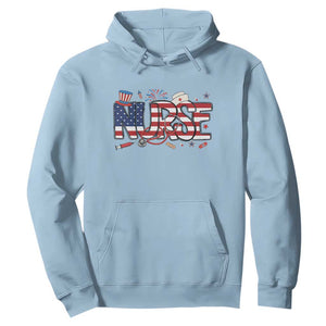 USA 250 Proud American Nurse Hoodie Patriotic Healthcare Hero TS12 Light Blue Print Your Wear