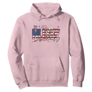 USA 250 Proud American Nurse Hoodie Patriotic Healthcare Hero TS12 Light Pink Print Your Wear