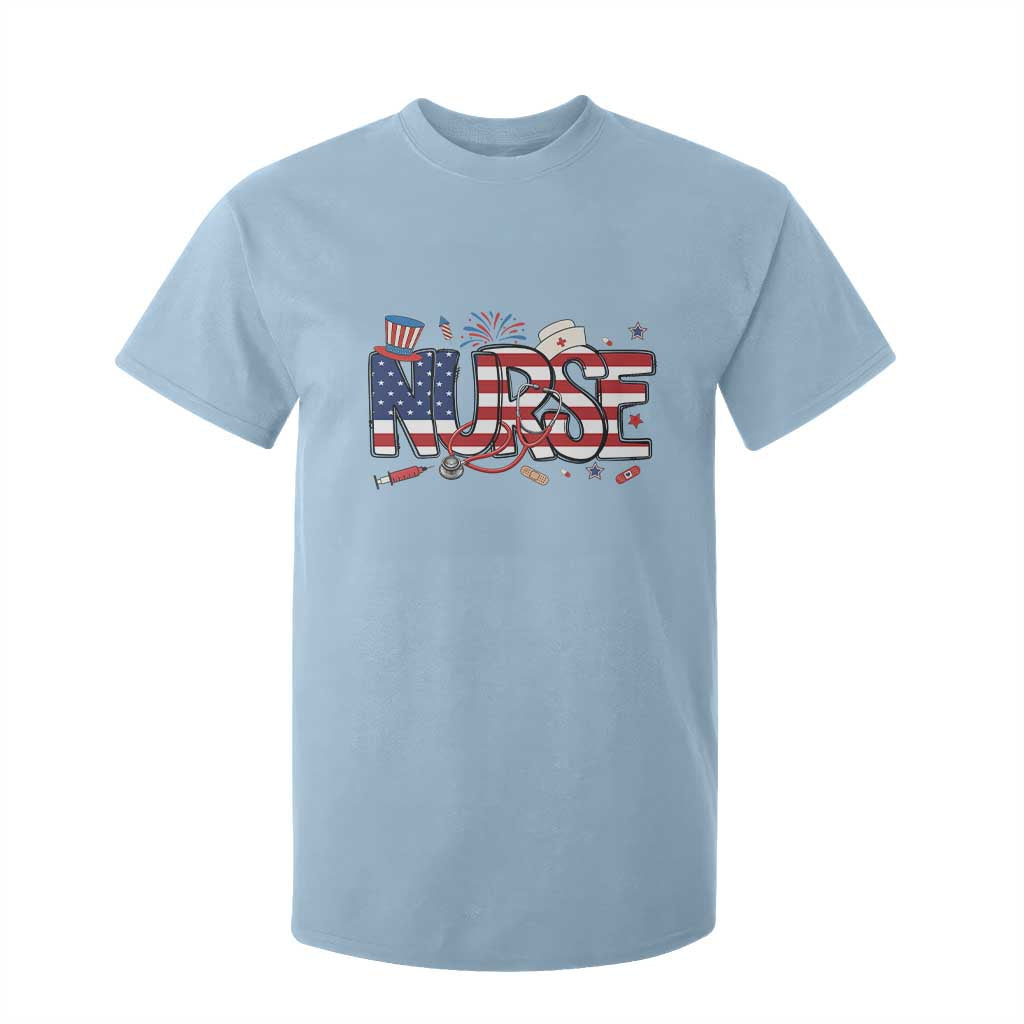 USA 250 Proud American Nurse T Shirt For Kid Patriotic Healthcare Hero TS12 Light Blue Print Your Wear