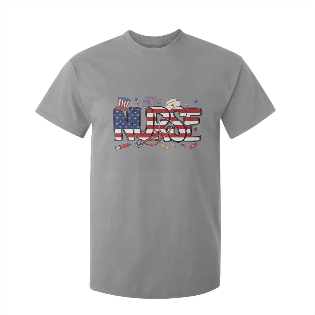 USA 250 Proud American Nurse T Shirt For Kid Patriotic Healthcare Hero TS12 Sport Gray Print Your Wear