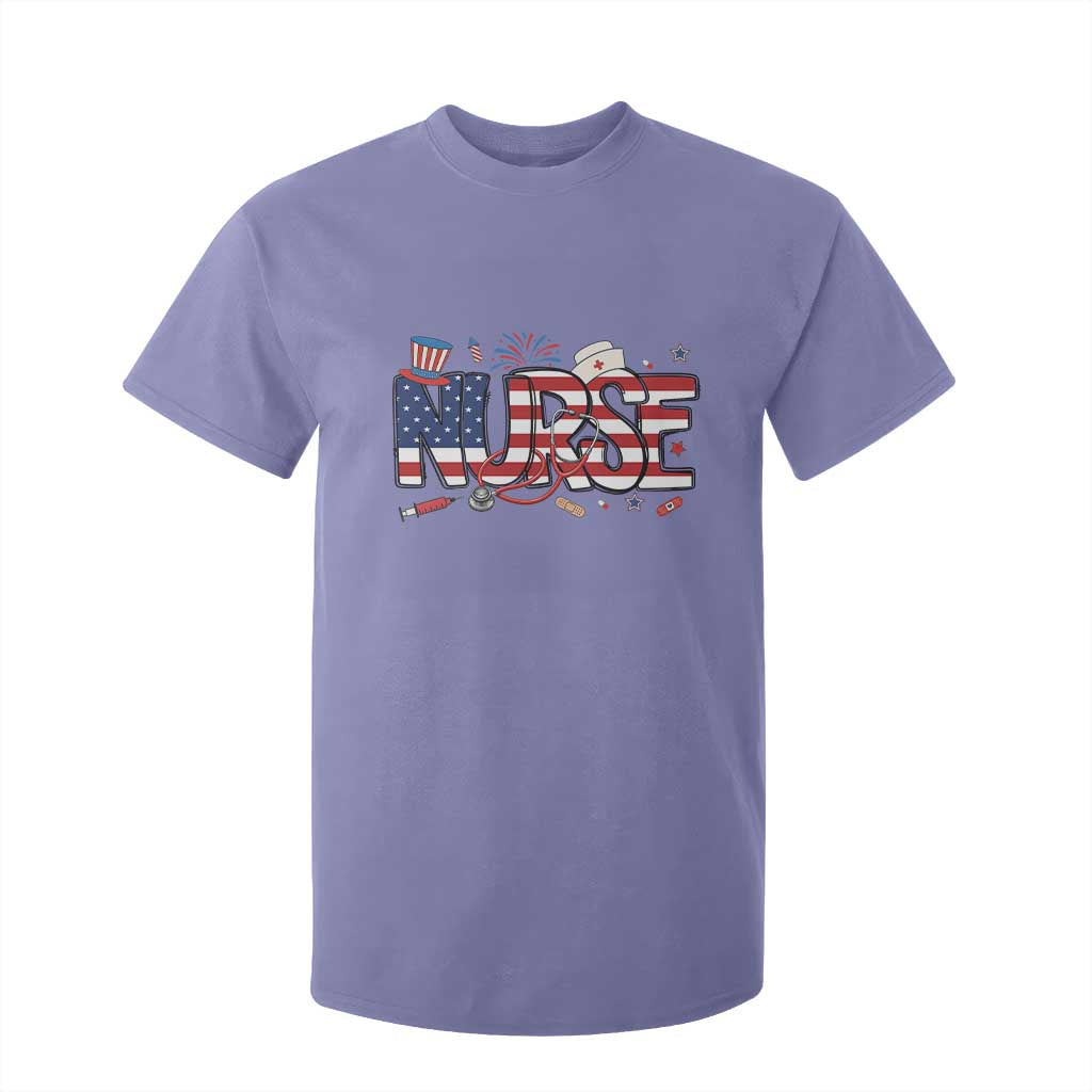 USA 250 Proud American Nurse T Shirt For Kid Patriotic Healthcare Hero TS12 Violet Print Your Wear