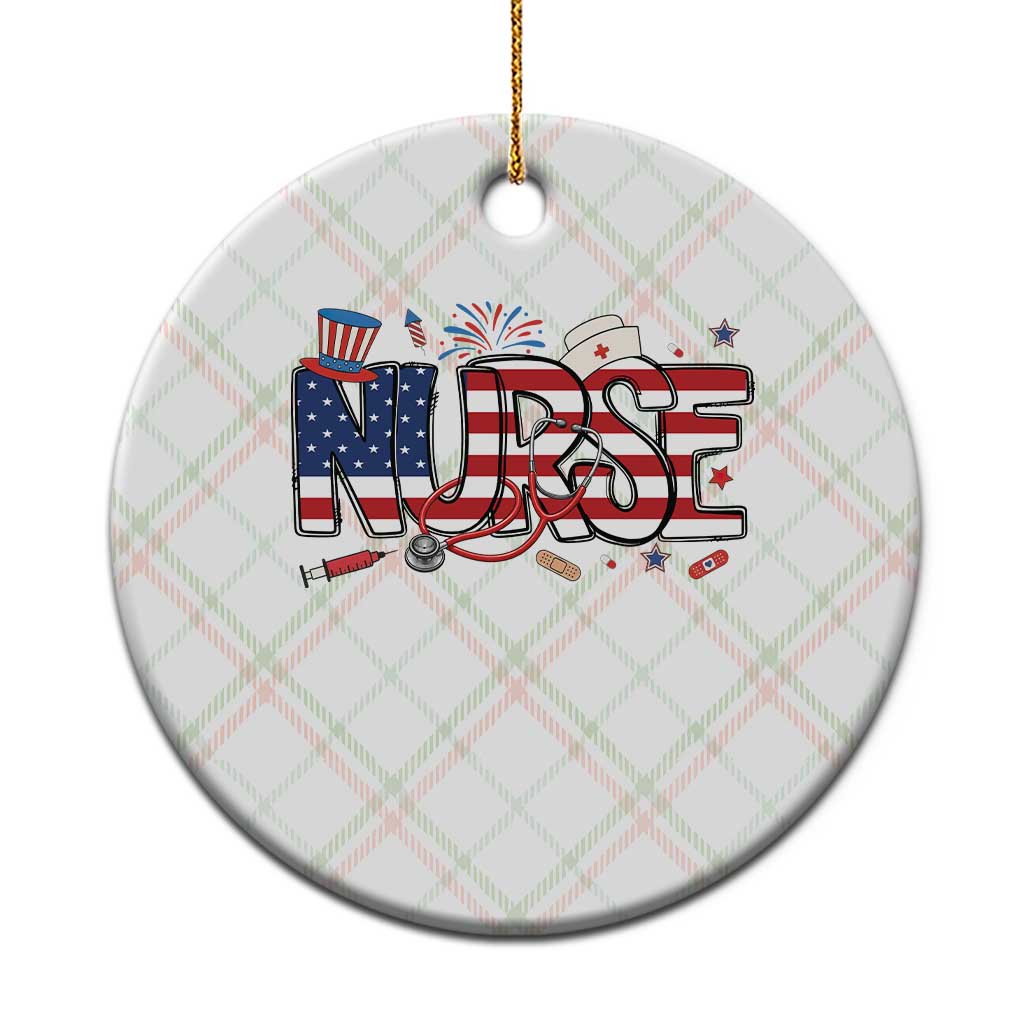 USA 250 Proud American Nurse Ceramic Ornament Patriotic Healthcare Hero TS12 1pc Christmas Plaid Print Your Wear