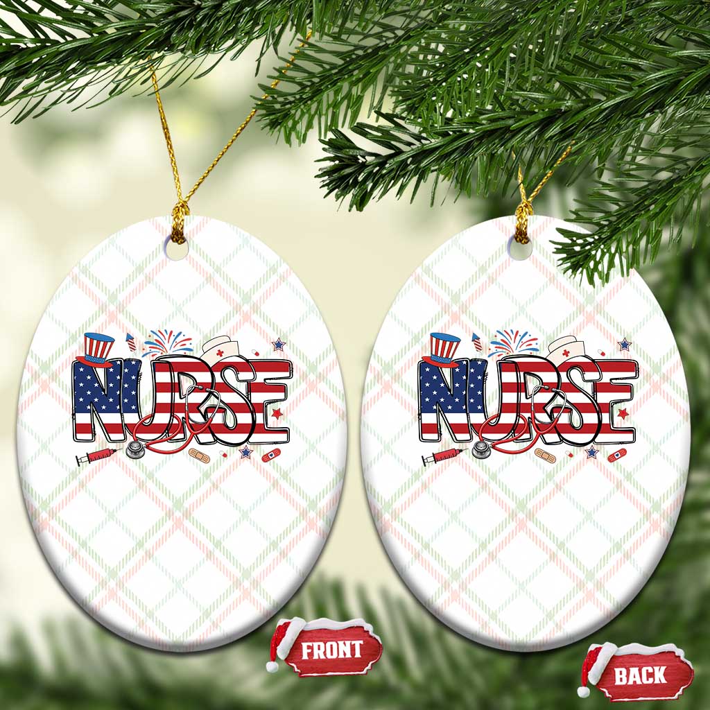 USA 250 Proud American Nurse Ceramic Ornament Patriotic Healthcare Hero TS12 Print Your Wear