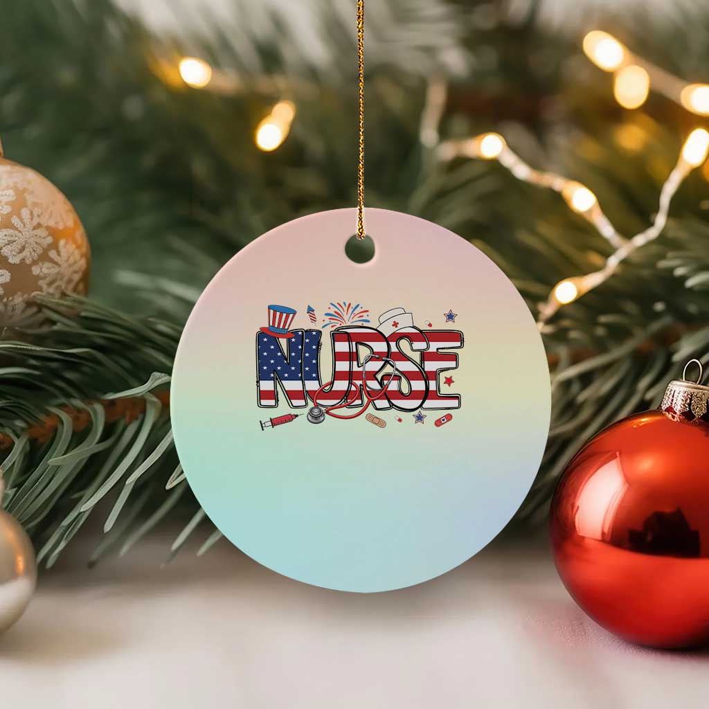 USA 250 Proud American Nurse Ceramic Ornament Patriotic Healthcare Hero TS12 1pc Pastel Print Your Wear