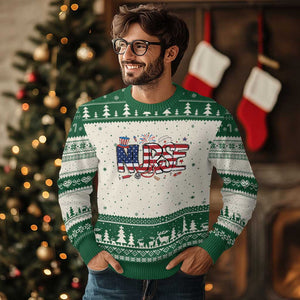 USA 250 Proud American Nurse Ugly Christmas Sweater Patriotic Healthcare Hero TS12 Beige Green Print Your Wear