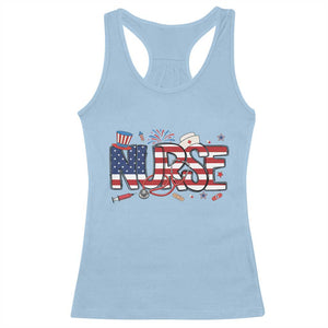 USA 250 Proud American Nurse Racerback Tank Top Patriotic Healthcare Hero TS12 Light Blue Print Your Wear