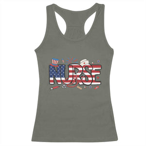 USA 250 Proud American Nurse Racerback Tank Top Patriotic Healthcare Hero TS12 Military Green Print Your Wear