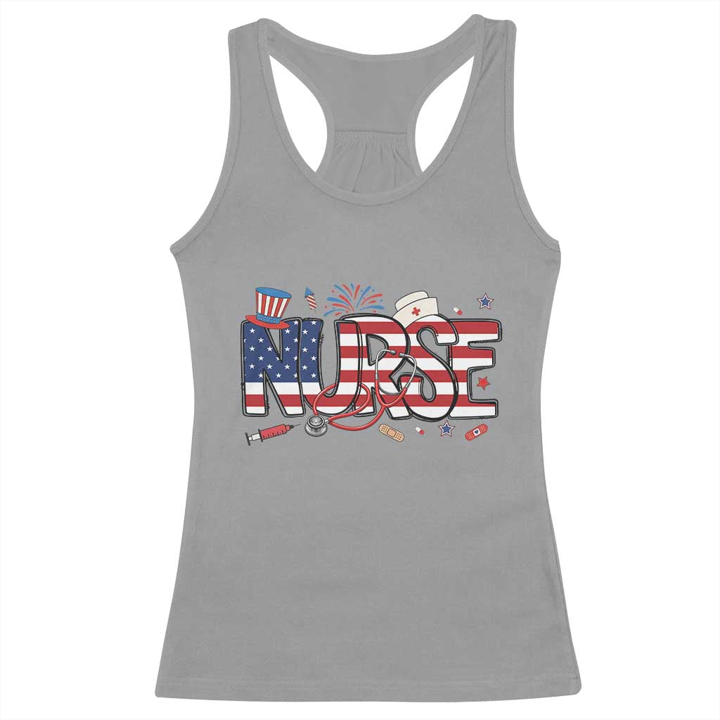 USA 250 Proud American Nurse Racerback Tank Top Patriotic Healthcare Hero TS12 Sport Gray Print Your Wear