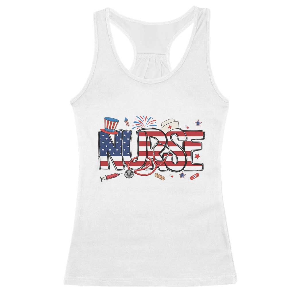 USA 250 Proud American Nurse Racerback Tank Top Patriotic Healthcare Hero TS12 White Print Your Wear