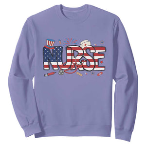 USA 250 Proud American Nurse Sweatshirt Patriotic Healthcare Hero TS12 Violet Print Your Wear