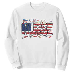 USA 250 Proud American Nurse Sweatshirt Patriotic Healthcare Hero TS12 White Print Your Wear