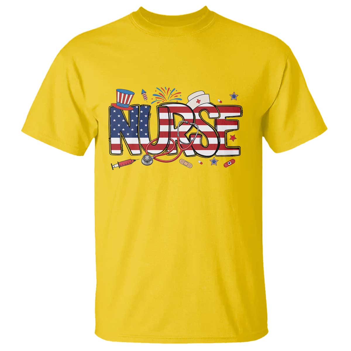 USA 250 Proud American Nurse T Shirt Patriotic Healthcare Hero TS12 Daisy Print Your Wear