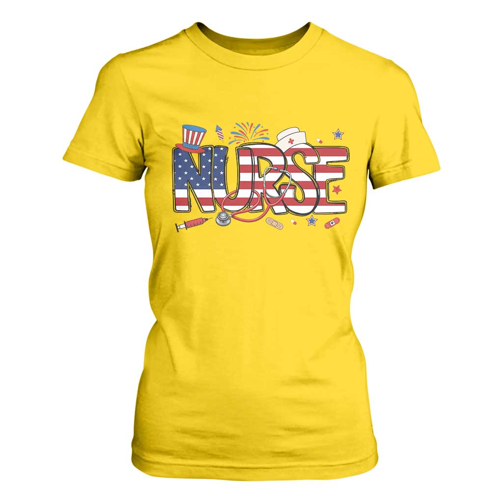 USA 250 Proud American Nurse T Shirt For Women Patriotic Healthcare Hero TS12 Daisy Print Your Wear