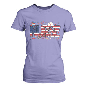 USA 250 Proud American Nurse T Shirt For Women Patriotic Healthcare Hero TS12 Violet Print Your Wear