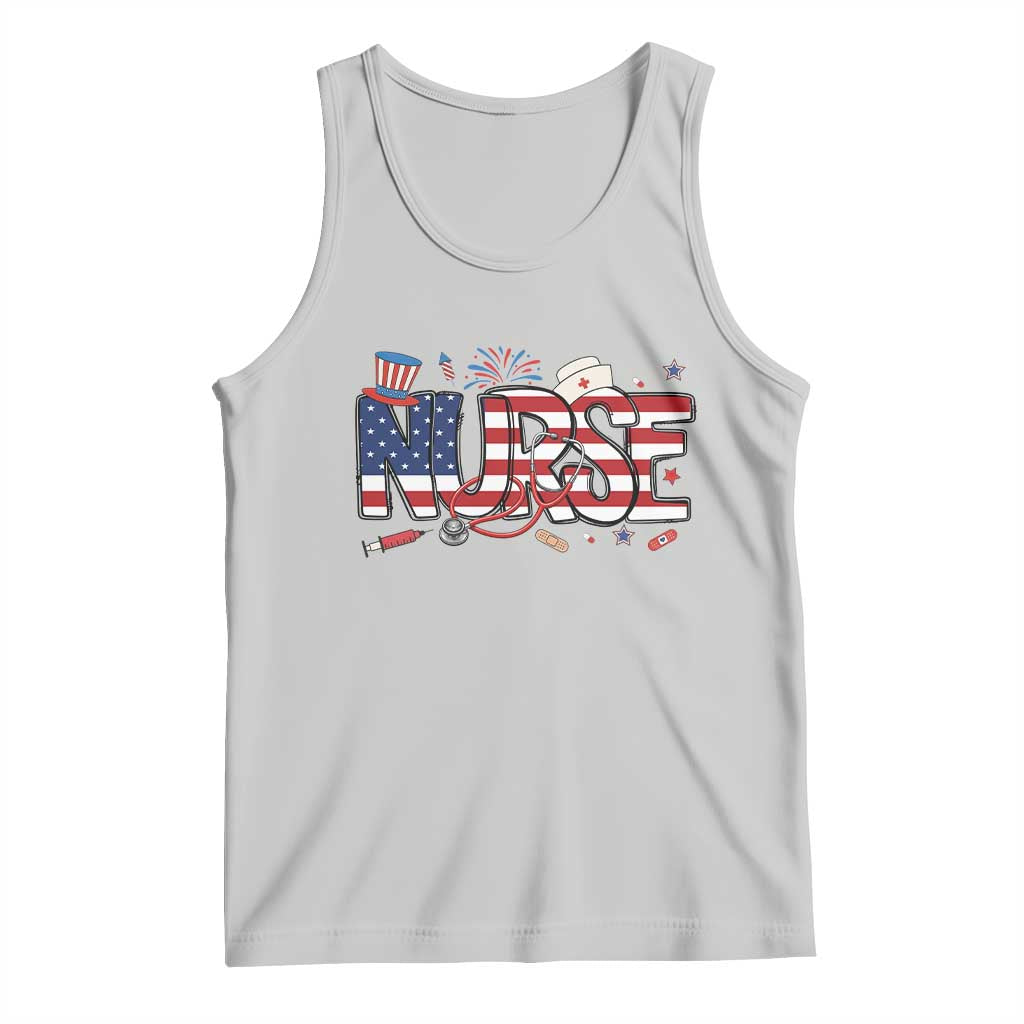 USA 250 Proud American Nurse Tank Top Patriotic Healthcare Hero TS12 Ash Print Your Wear