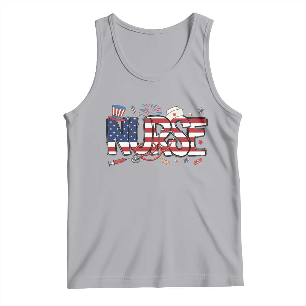 USA 250 Proud American Nurse Tank Top Patriotic Healthcare Hero TS12 Athletic Heather Print Your Wear