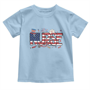 USA 250 Proud American Nurse Toddler T Shirt Patriotic Healthcare Hero TS12 Light Blue Print Your Wear