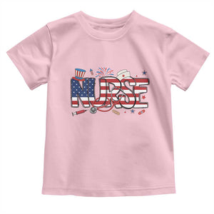 USA 250 Proud American Nurse Toddler T Shirt Patriotic Healthcare Hero TS12 Light Pink Print Your Wear