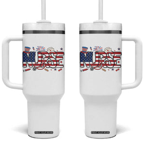 USA 250 Proud American Nurse Tumbler With Handle Patriotic Healthcare Hero TS12 One Size: 40 oz White Print Your Wear
