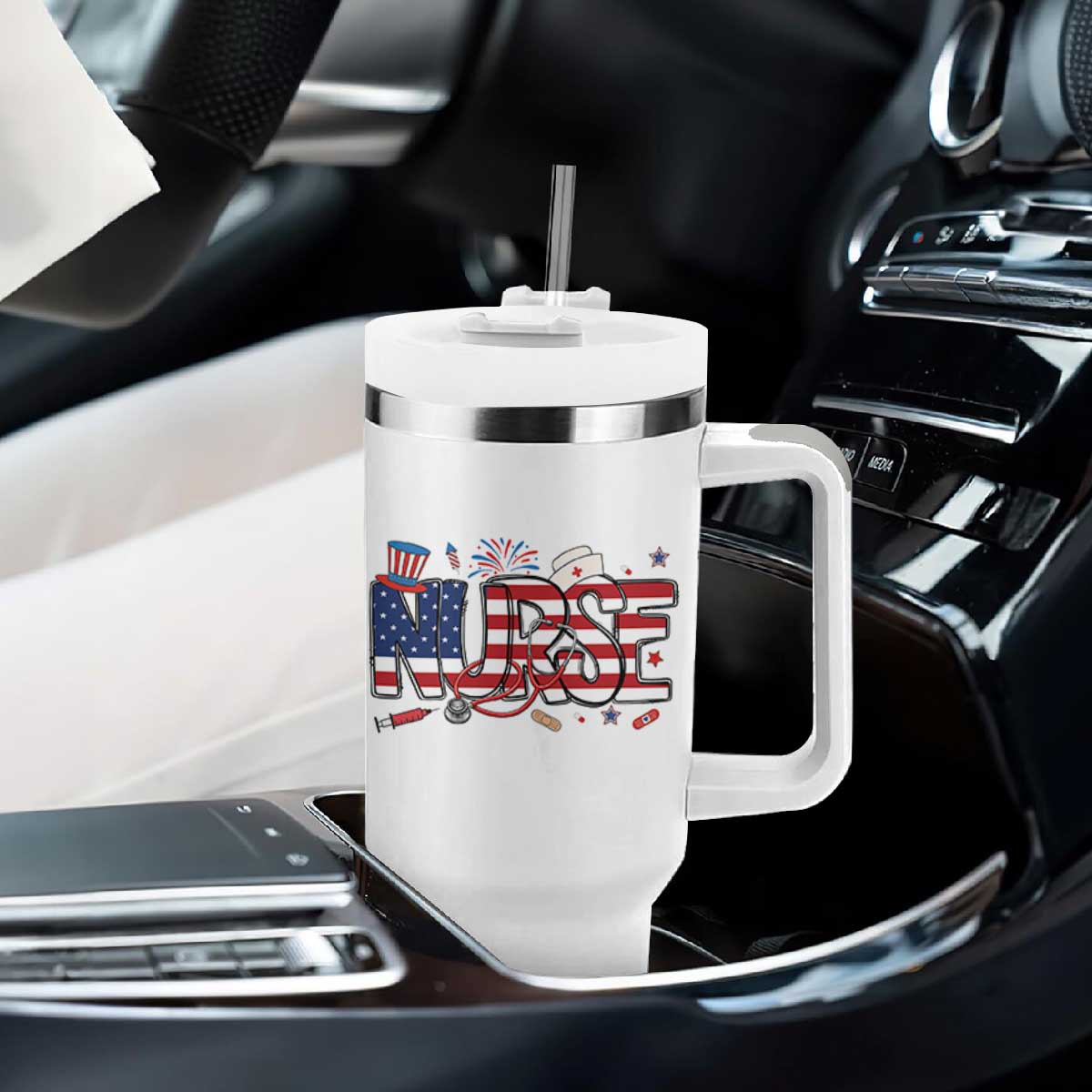 USA 250 Proud American Nurse Tumbler With Handle Patriotic Healthcare Hero TS12 Print Your Wear