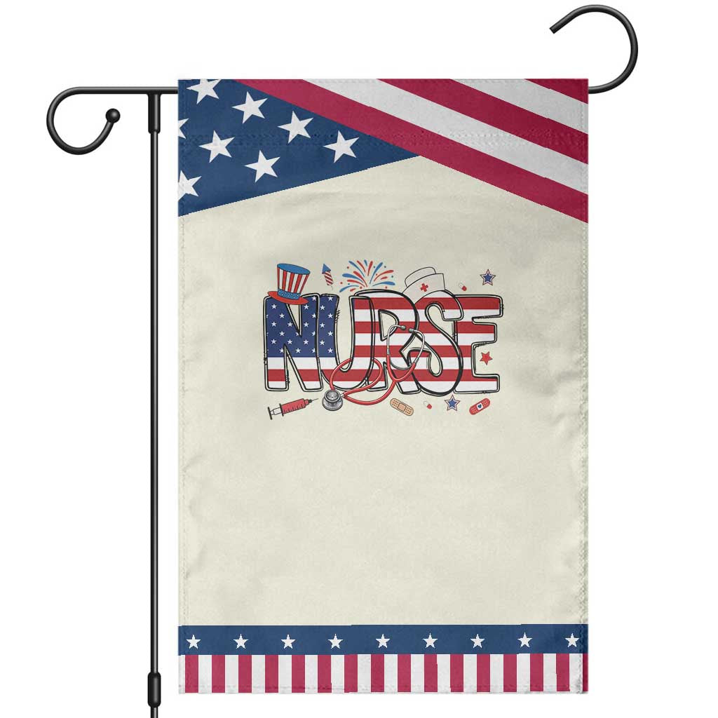 USA 250 Proud American Nurse Garden Flag Patriotic Healthcare Hero TS12 Modern Beige Blue Print Your Wear