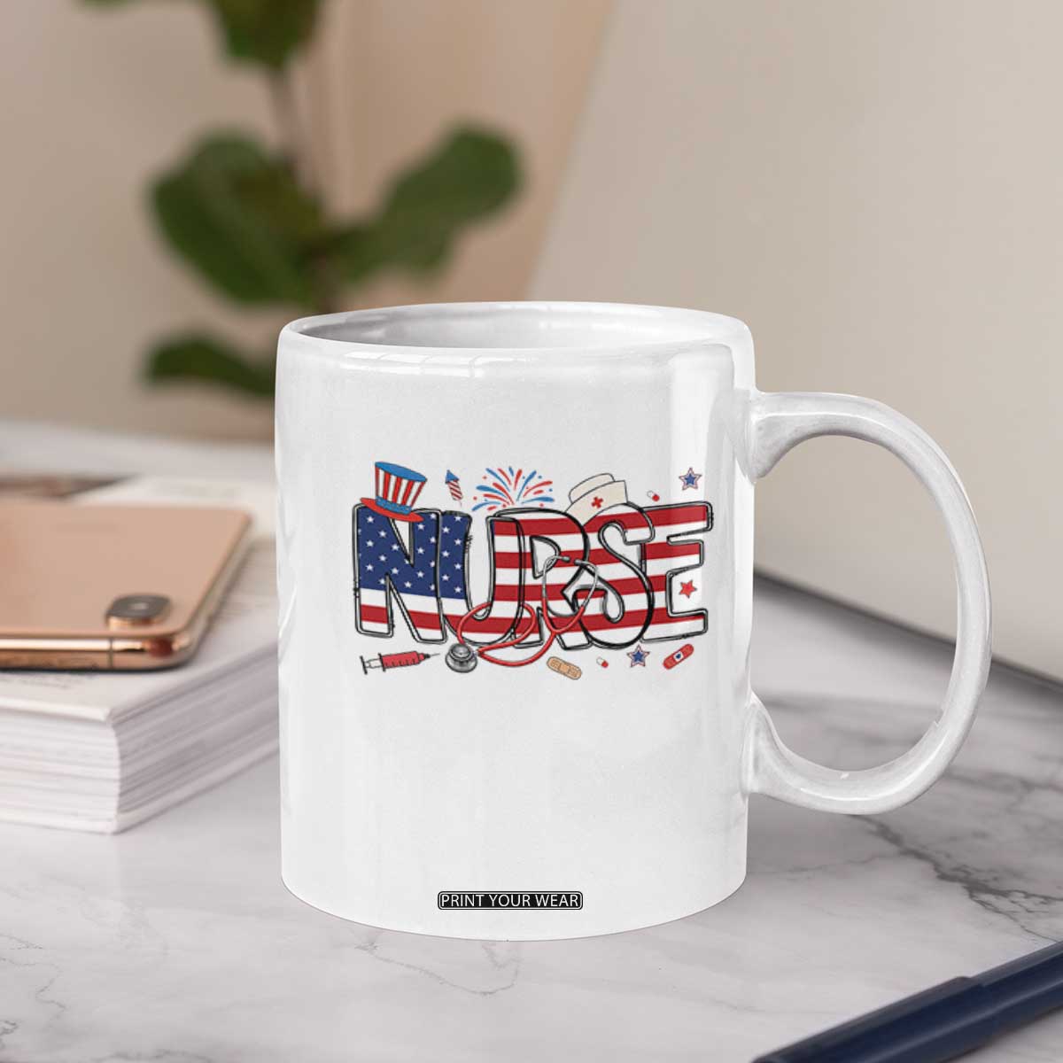 USA 250 Proud American Nurse Coffee Mug Patriotic Healthcare Hero TS12 Print Your Wear