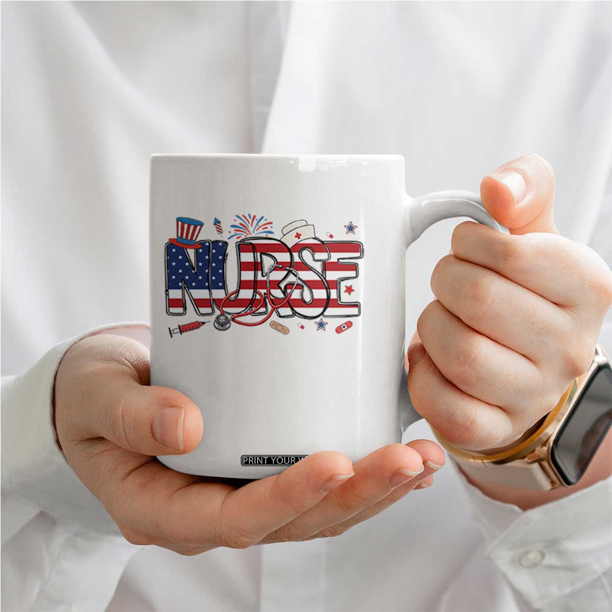 USA 250 Proud American Nurse Coffee Mug Patriotic Healthcare Hero TS12 Print Your Wear