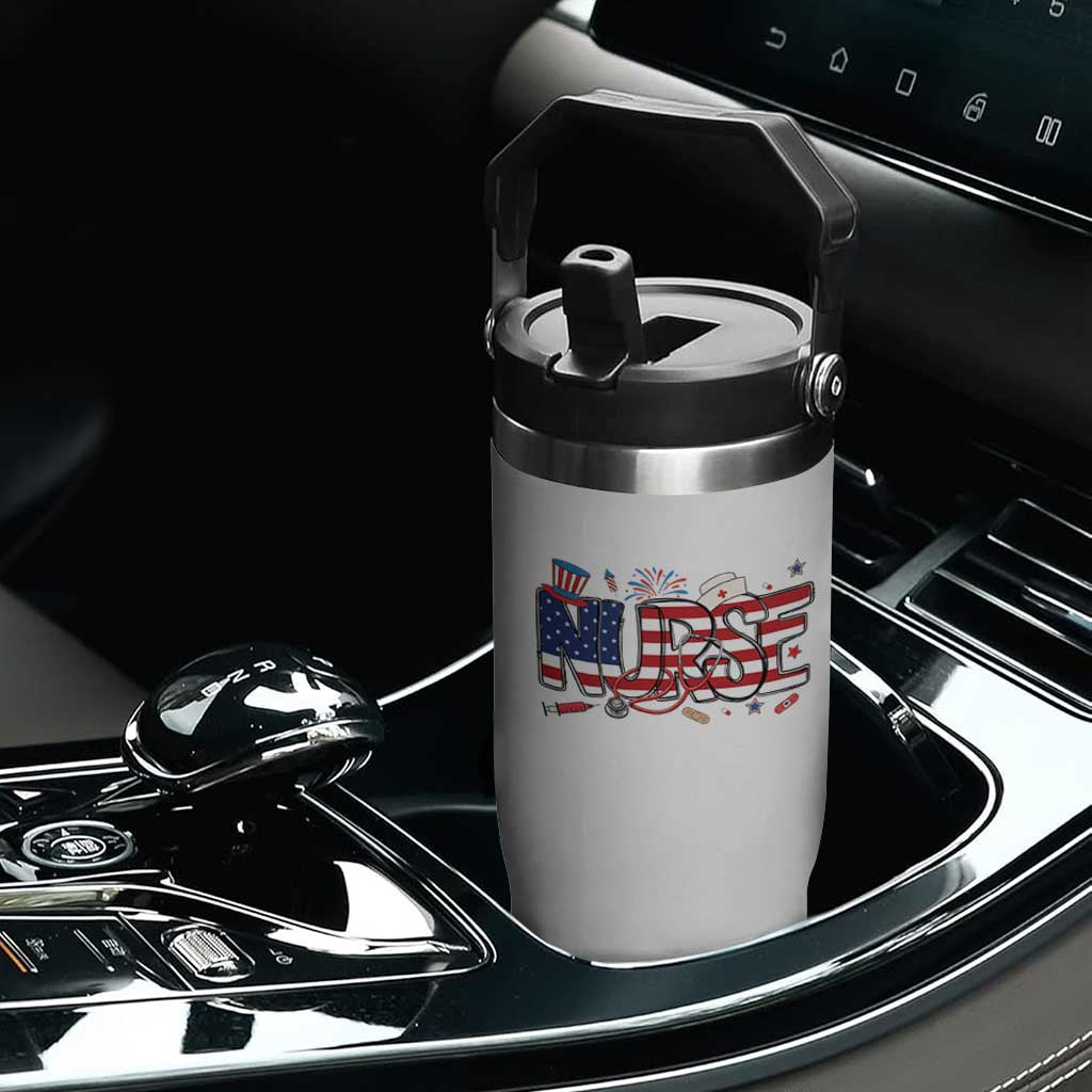 USA 250 Proud American Nurse Flip Straw Tumbler Patriotic Healthcare Hero TS12 Print Your Wear