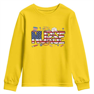 USA 250 Proud American Nurse Youth Sweatshirt Patriotic Healthcare Hero TS12 Daisy Print Your Wear