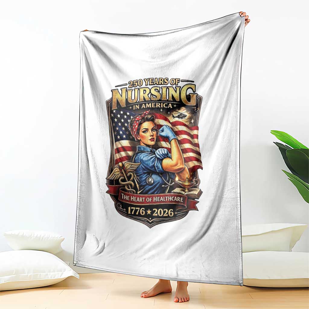 Patriotic Rosie Nurse Feminist Pride Throw Blanket 250 Years Of Nursing TS12 Print Your Wear
