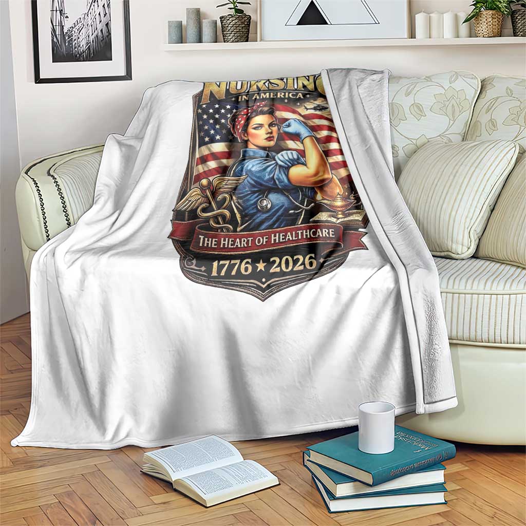 Patriotic Rosie Nurse Feminist Pride Throw Blanket 250 Years Of Nursing TS12 Print Your Wear